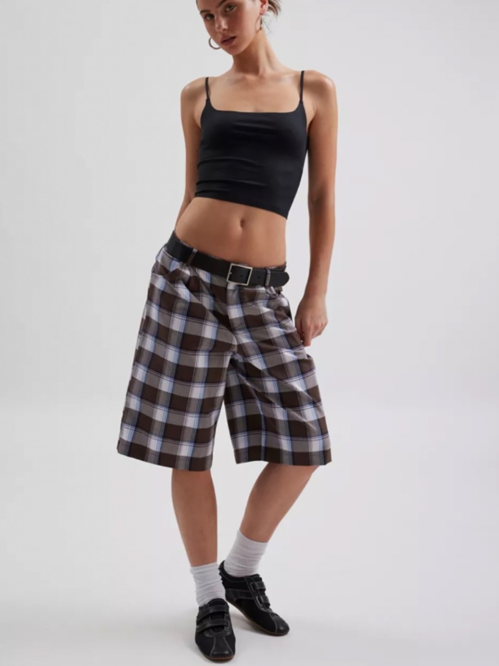 Urban renewal plaid longline jorts